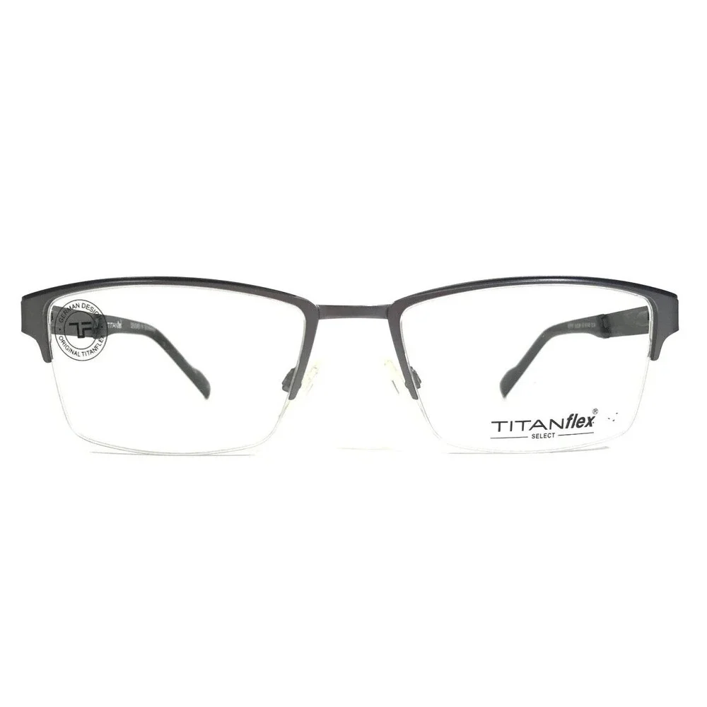 Titanflex Eyeglasses Frames 827019 30/GUN Black Grey Square Half Rim 53-18-140